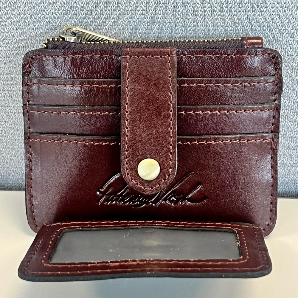 NWT Patricia Nash Cassis Leather Colorblock ID Wallet- British Tan/Black - Picture 2 of 5
